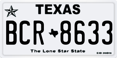 TX license plate BCR8633