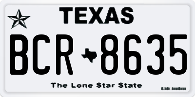 TX license plate BCR8635