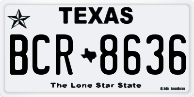 TX license plate BCR8636