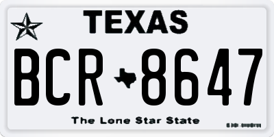 TX license plate BCR8647