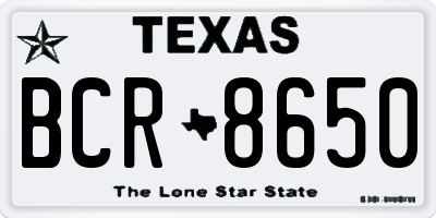 TX license plate BCR8650