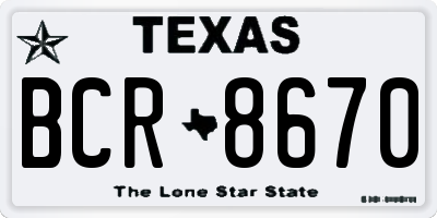 TX license plate BCR8670