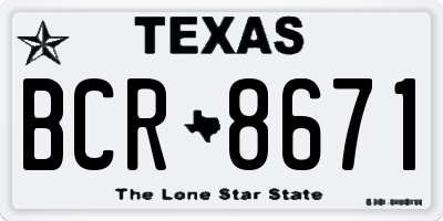 TX license plate BCR8671