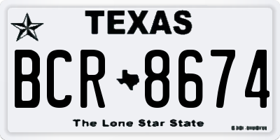 TX license plate BCR8674