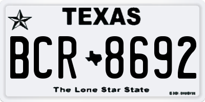 TX license plate BCR8692