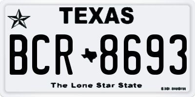 TX license plate BCR8693