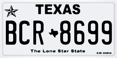 TX license plate BCR8699