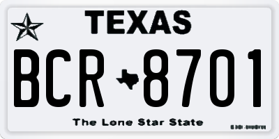 TX license plate BCR8701