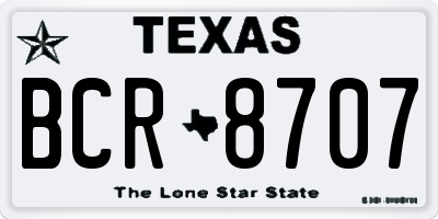 TX license plate BCR8707