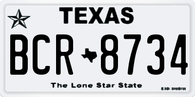 TX license plate BCR8734