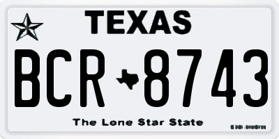 TX license plate BCR8743