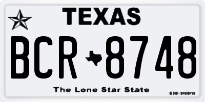 TX license plate BCR8748