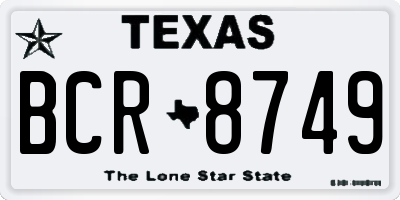 TX license plate BCR8749