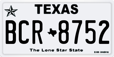 TX license plate BCR8752