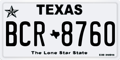 TX license plate BCR8760