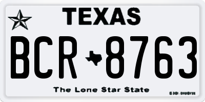 TX license plate BCR8763