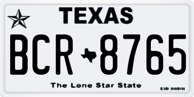 TX license plate BCR8765