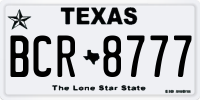 TX license plate BCR8777