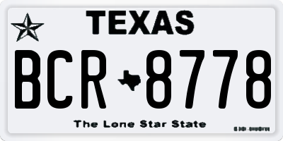 TX license plate BCR8778