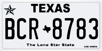 TX license plate BCR8783