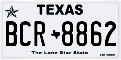 TX license plate BCR8862