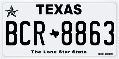 TX license plate BCR8863