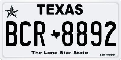 TX license plate BCR8892