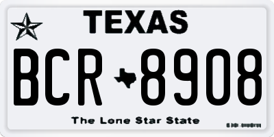 TX license plate BCR8908