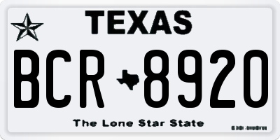 TX license plate BCR8920