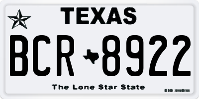 TX license plate BCR8922