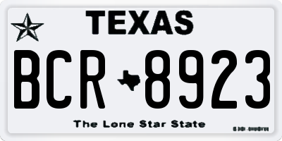 TX license plate BCR8923