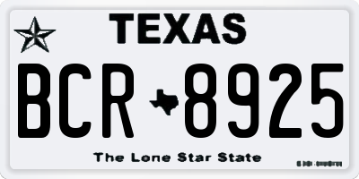 TX license plate BCR8925