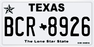 TX license plate BCR8926
