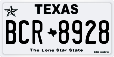 TX license plate BCR8928