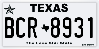 TX license plate BCR8931