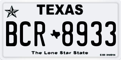TX license plate BCR8933