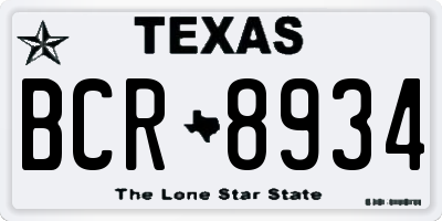 TX license plate BCR8934