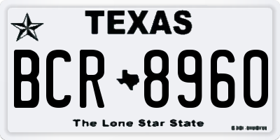 TX license plate BCR8960