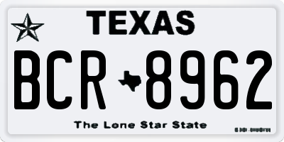 TX license plate BCR8962