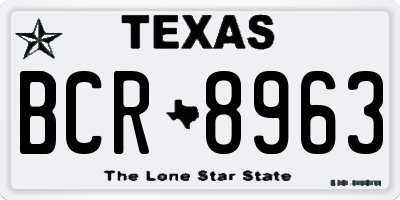 TX license plate BCR8963