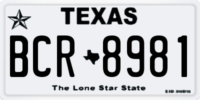 TX license plate BCR8981