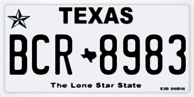 TX license plate BCR8983