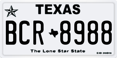 TX license plate BCR8988