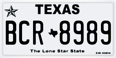 TX license plate BCR8989