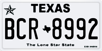 TX license plate BCR8992