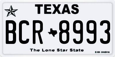 TX license plate BCR8993