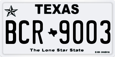 TX license plate BCR9003
