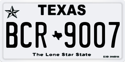TX license plate BCR9007