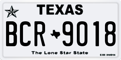 TX license plate BCR9018