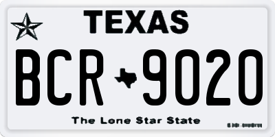 TX license plate BCR9020
